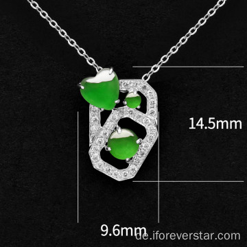 18k Gold Diamond Green Farbe Jadeit an Anhänger Zauber